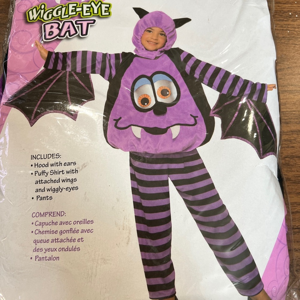 Wiggle-Eye Bat Kids Costume - Purple and Black